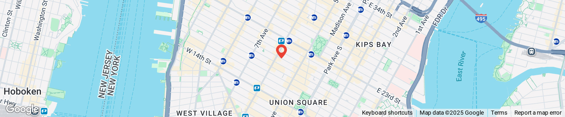 Map of New York City highlighting the location of Advanced Implant & Cosmetic Dentistry, emphasizing visitor privacy and dental services.