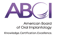 ABOI logo representing the American Board of Oral Implantology, emphasizing knowledge, certification, and excellence in dental implant services.